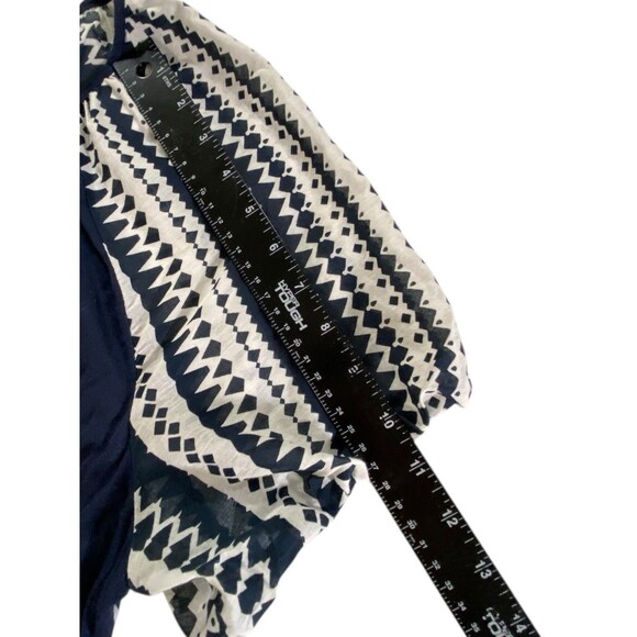 New Direction Womens Top 1X Boho Chic Embroidered w/Zig Zag Sleeves Navy Blue ** - Picture 9 of 12